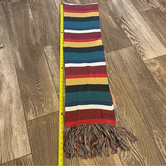 Handmade Peru Cotton Blend Xtra Long Colorful Striped Scarf Artisan Made Unisex - Picture 6 of 8